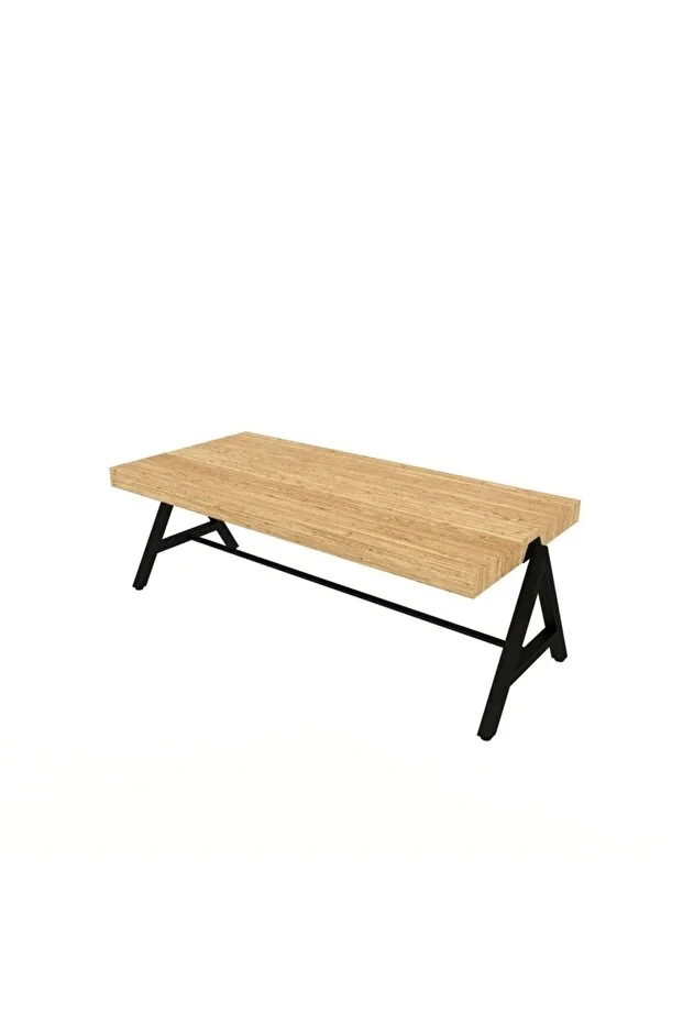 Dekoratif Ahşap Orta Sehpa Metal Sehpa Siyah